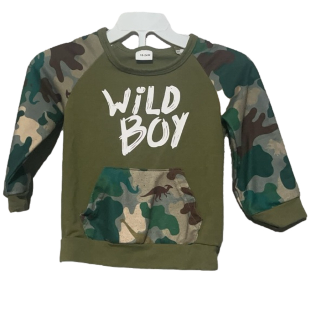 Wild boy, camo sweatshirt with front pocket